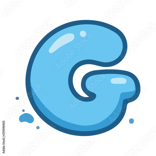 Blue Liquid Letter G Water Splash Alphabet Design