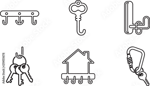 Фотография Flat icons set of keys and keyholders Vector