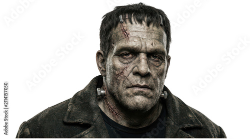 Frankensteins monster portrait isolated on transparent background