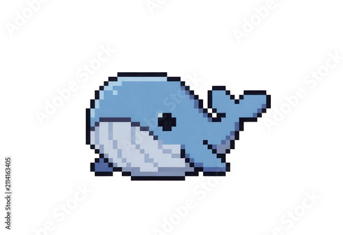 Pixel Whale Design Element Transparent Background