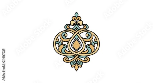 Fotografie Intricate ornamental design element isolated.