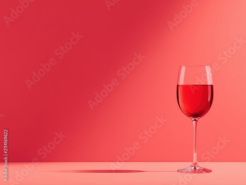 glass of red wine on a pink background