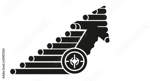 Stairway arrow with compass target icon for growth.