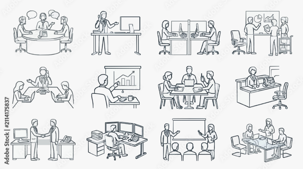 Obraz premium Diverse Workplace Scenes with Teams.