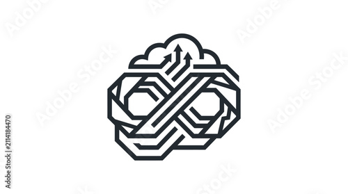 Infinity Brain Cloud Icon For Ai And Technology On White Background