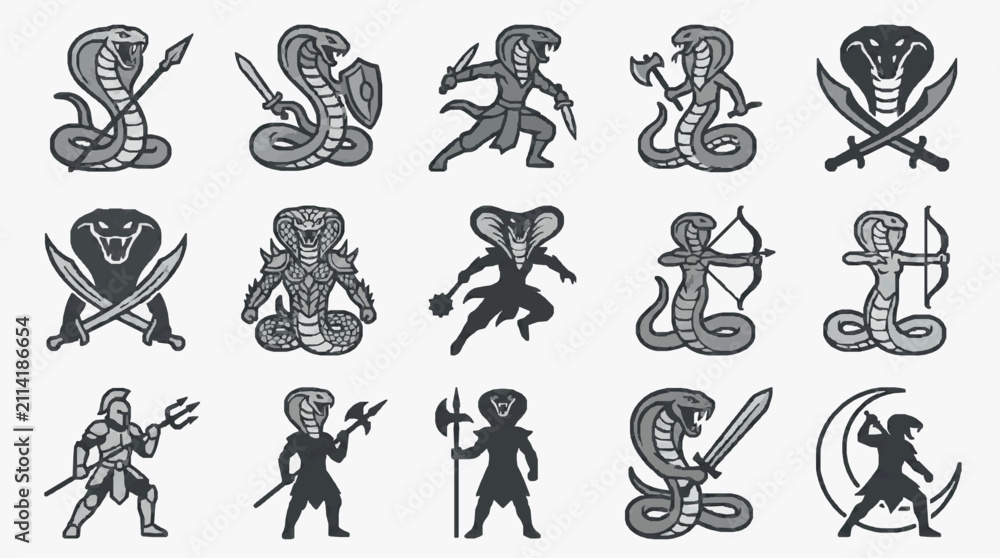 Naklejka premium Ancient Warrior Symbolic Emblems Collection.