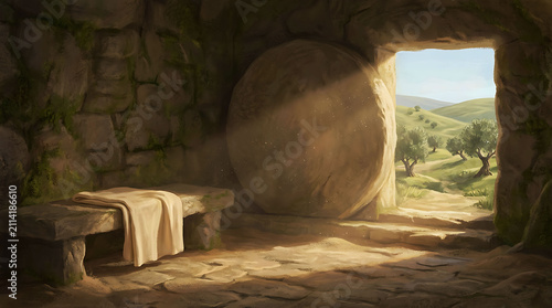 Empty Tomb of Jesus Resurrection Morning Christian Faith Easter Hope Illustration Art