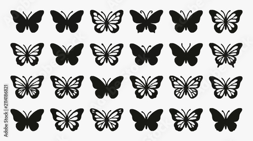 Black and White Butterfly Collection Grid.