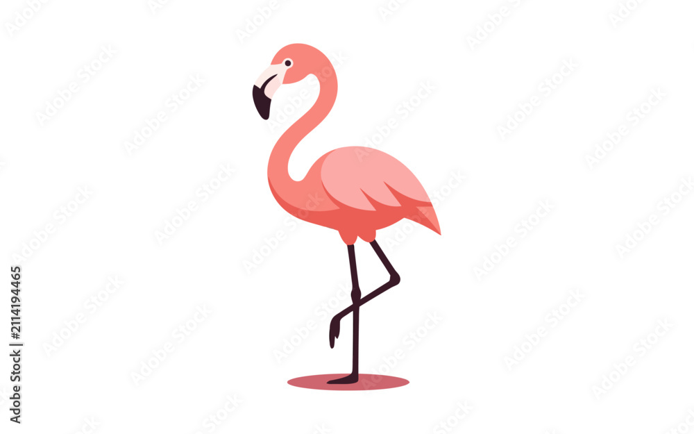 Obraz premium Pink Flamingo Flat Vector Illustration