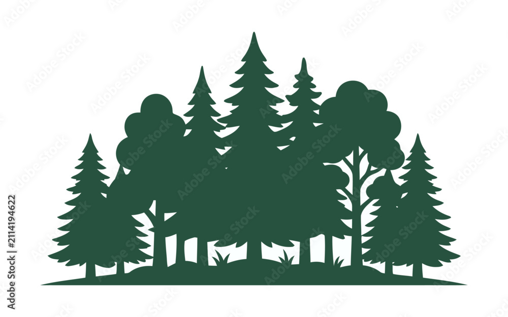 Obraz premium Forest Silhouette Flat Vector Illustration