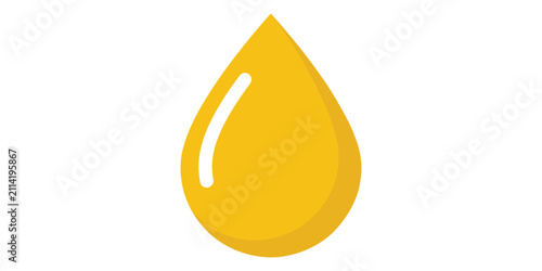 Flat vector icon of a yellow liquid drop or oil spill symbol