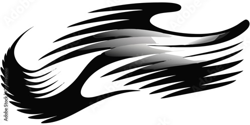 Foto thick blurry abstract black wavy shape resembling a bird silhouette dark contras