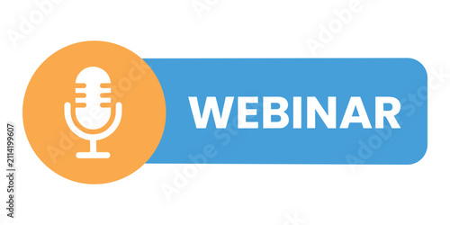 Webinar announcement sign with microphone icon for digital events