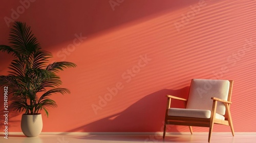Small relaxing corner in floating home with sunset tones
