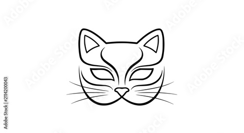 Cuadro en lienzo Stylized Cat Face Mask Illustration for Carnival or Masquerade Design