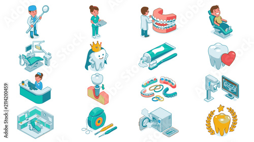 Colorful flat design medical and healthcare icons set.