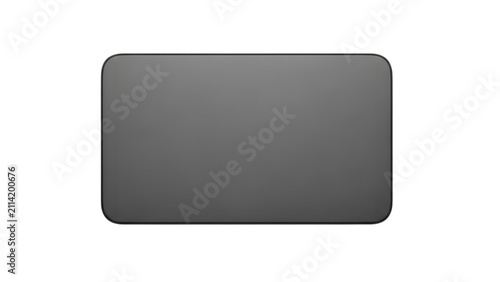 Blank rectangular grey button with rounded corners isolated on transparent background
