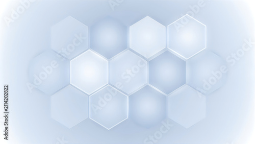Abstract geometric hexagon pattern background featuring soft light blue gradient tones for digital