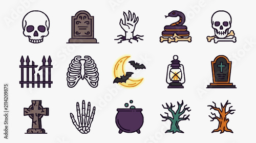 Bild auf Leinwand Eerie Halloween Symbols Collection.