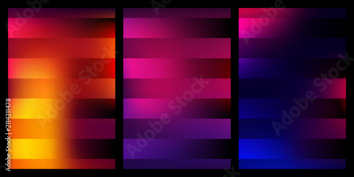 Vibrant Abstract Gradient Background Set with Glowing Light Panels