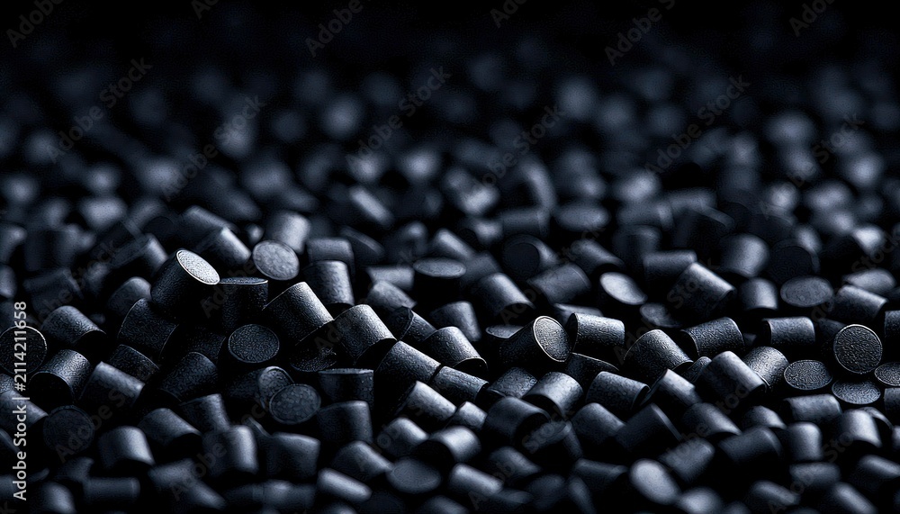 Fototapeta premium Dark, granular material fills the frame, creating a textured, abstract background