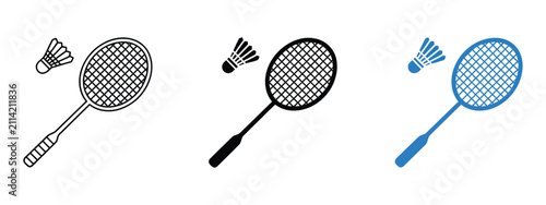 Fotografi Badminton racket and shuttlecock icon outline and solid styles for court sport s