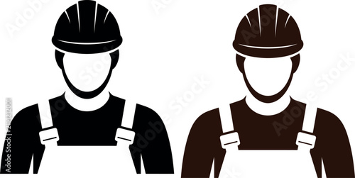Принти на полотні Two construction workers wearing hard hats and tool belts standing side by side