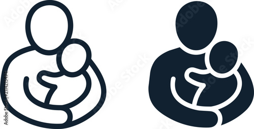 Mother and baby icon set. Parenting and childcare symbol for web and mobile design.