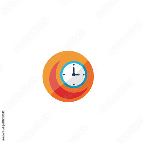 Minimalist Clock Icon with Abstract Orange and Red Circular Design