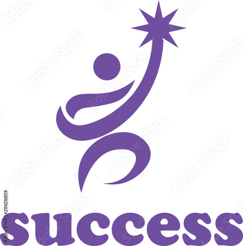 Fotografie Success Star Achiever Reaching Goals and Motivation Vector Logo