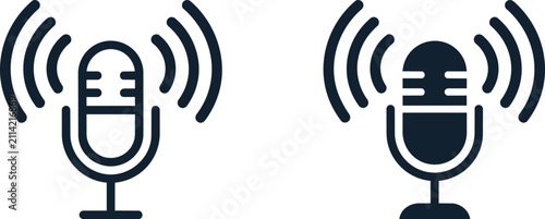 Cuadro en lienzo Microphone broadcast icons