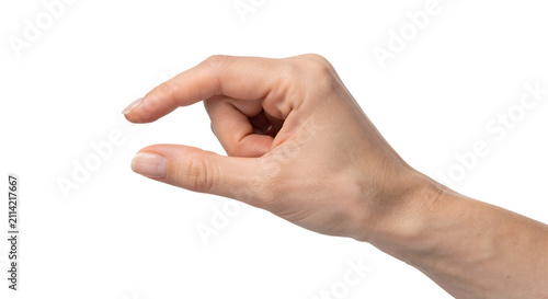 Hand pinching small size gesture isolated