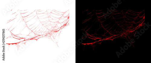 Photography Red spider web texture on black and white backgrounds, spooky cobweb design elem
