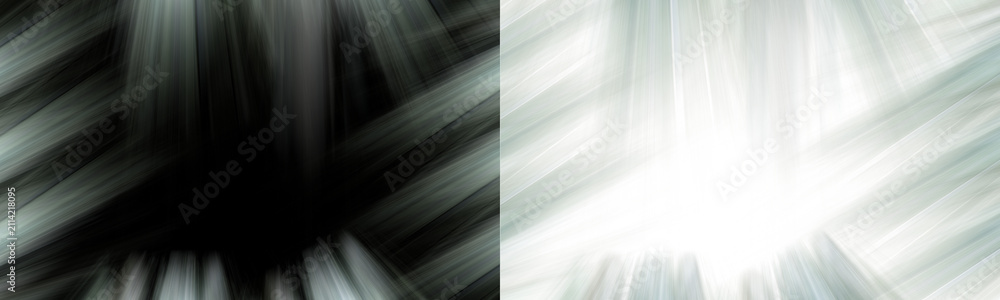 Fotografie Abstract monochrome light rays emanating from a central focus point, displaying dynamic motion on a transparent background