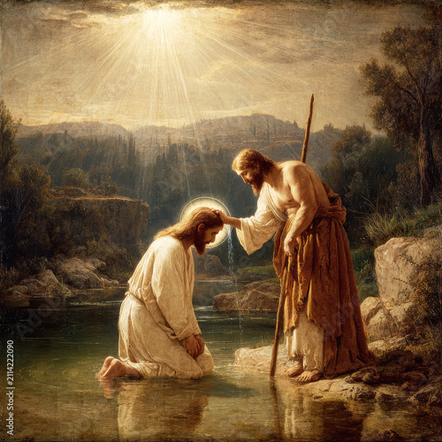 Baptism of Jesus in River Jordan – AI Generative