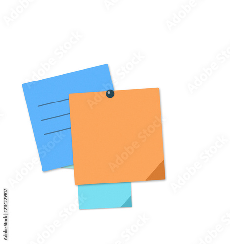 Two overlapping colorful sticky notes with grid and plain design