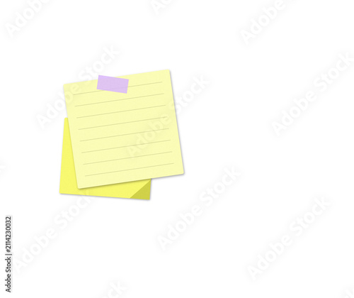 Two overlapping yellow sticky notes with purple corner