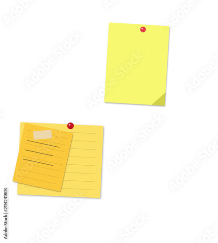 Two yellow sticky notes with calendar and reminder isolated