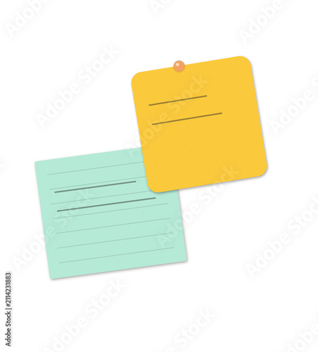 Two sticky notes with handwritten notes and doodles on a plain background