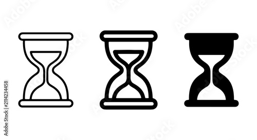 Hourglass Icons Set, Time Measurement Symbols, Sand Timer Vector Graphics, Timeless Concept