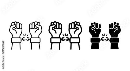 Foto Freedom, Breaking Chains, Handcuffs, Liberation, Vector Icons Set