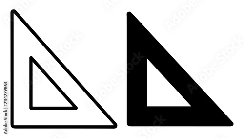 Bild auf Leinwand Pair of triangular set squares one outlined and one solid black icon design on t
