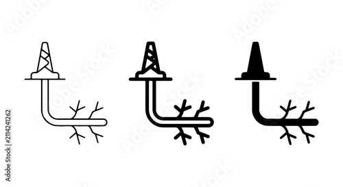 Fotografía Oil Rig Drilling Icons, Energy Extraction Symbols, Petroleum Industry Graphics,