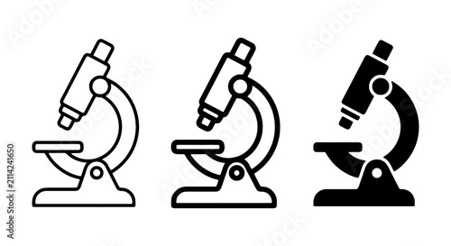 Принти на полотні Microscope Icons Set, Scientific Research Tools, Laboratory Equipment Vector Gra