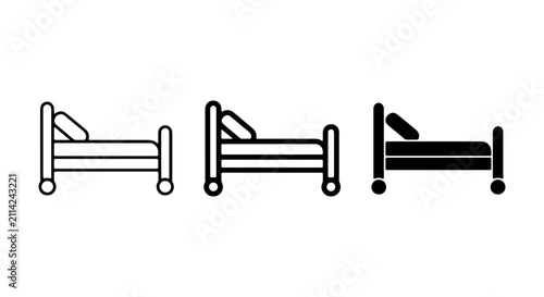 Hospital Bed Icons, Medical Furniture Vector Set, Healthcare Sleep Furniture Graphics