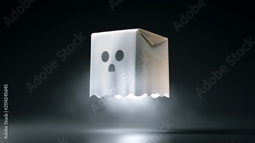 ghostly envelope with spooky face in the dark