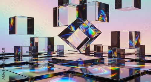 Prismatic Reflections: Floating Crystal Geometry