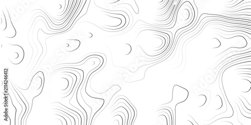 Fotografía Abstract monochrome topographic lines creating intricate patterns on white backg