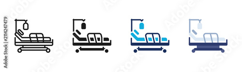 Hospital Bed icon set multiple style collection