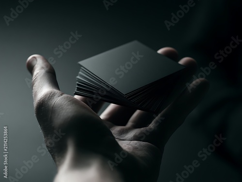 hand holding black cards